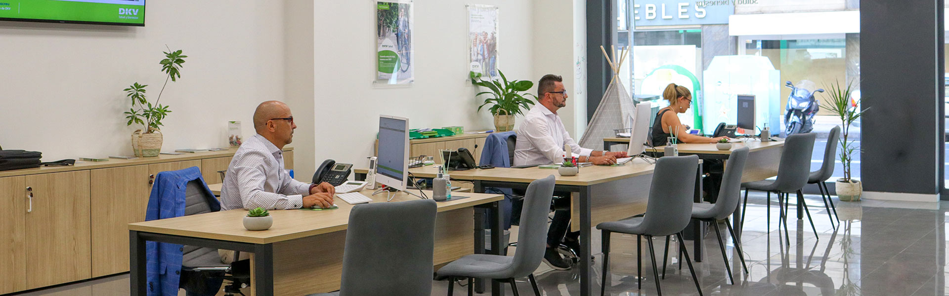 El equipo DKV trabajando en las nuevas oficinas de Elche